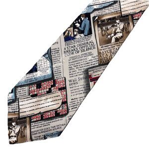 Vintage Eclectic 90s Newspaper Written Nicole Miller Silk News Media Tie 55”